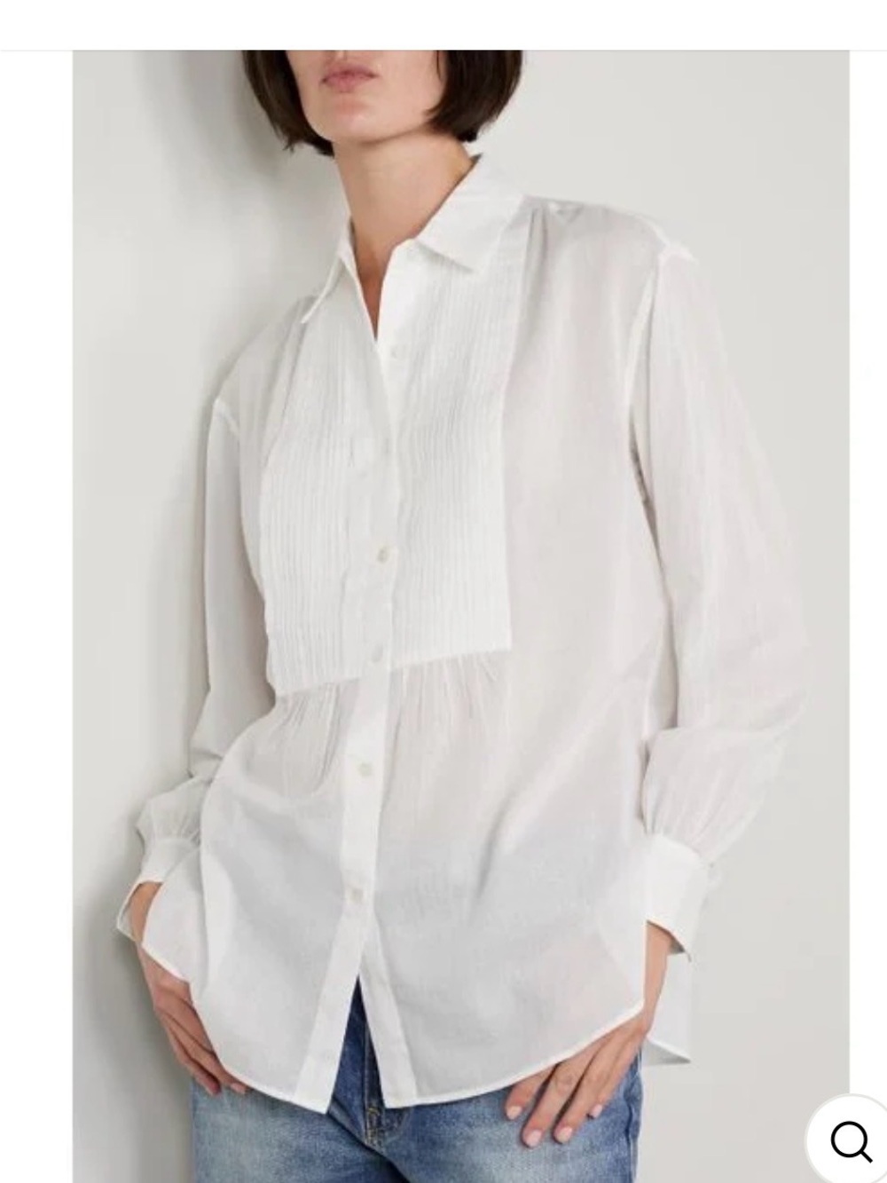 Nili Lotan White Cotton tuxedo blouse, lightweight